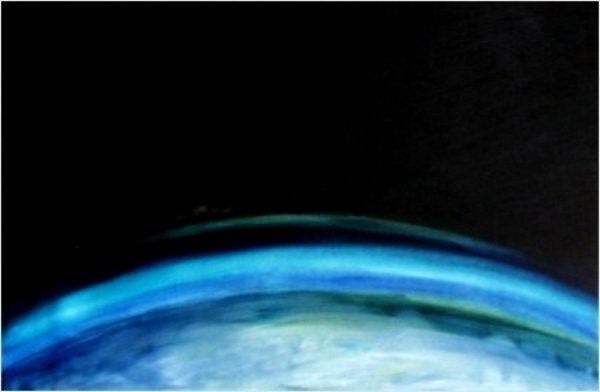 Erdhorizont Ölgemälde Erdhorizont von Herbert Wiedergut – abstrakte Landschaft mit kosmischer Tiefenwirkung