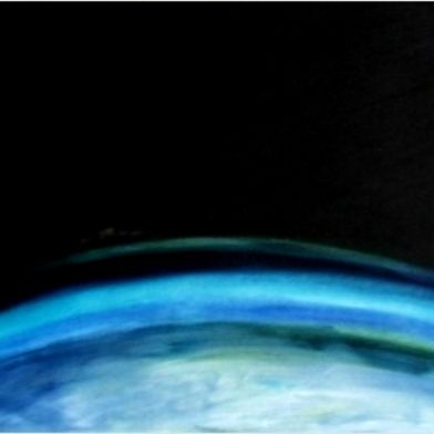 Ölgemälde Erdhorizont von Herbert Wiedergut – abstrakte Landschaft mit kosmischer Tiefenwirkung