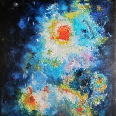 Ölgemälde Deep Space von Herbert Wiedergut – abstrakte Darstellung tiefer kosmischer Raumstrukturen