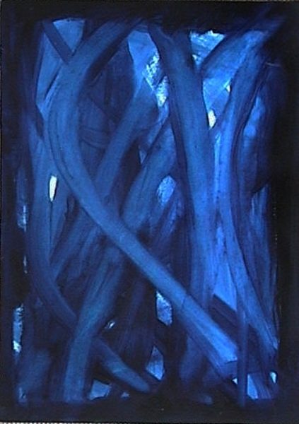 Blue System 03 Verdichtetes Netzwerk aus leuchtenden blauen Lichtpunkten und Linien, das ein dynamisches Mikrosystem bildet