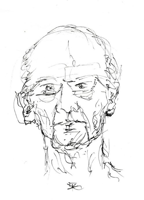 Selbstportrait 2016 Porträt eines älteren Mannes mit Brille und ausgeprägten Gesichtszügen.