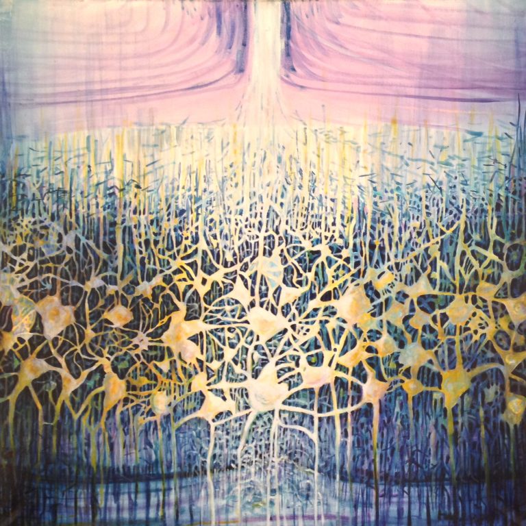 Licht der Synapsen Leuchtende, neuronale Verbindungen, die wie Synapsen im Gehirn wirken