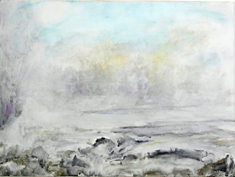 Peninsula Light Geheimnisvolle Landschaft mit Nebel und sanften Farbtönen am Horizont.