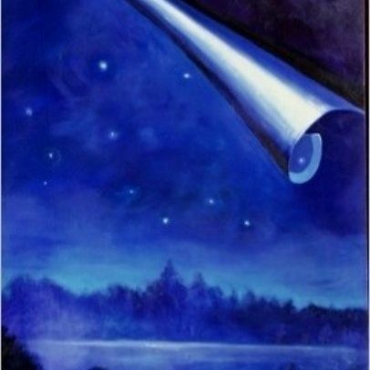 Ölgemälde Himmelszelt von Herbert Wiedergut – atmosphärische Himmelsfläche als durchlässige Membran mit angedeutetem kosmischem Raum dahinte