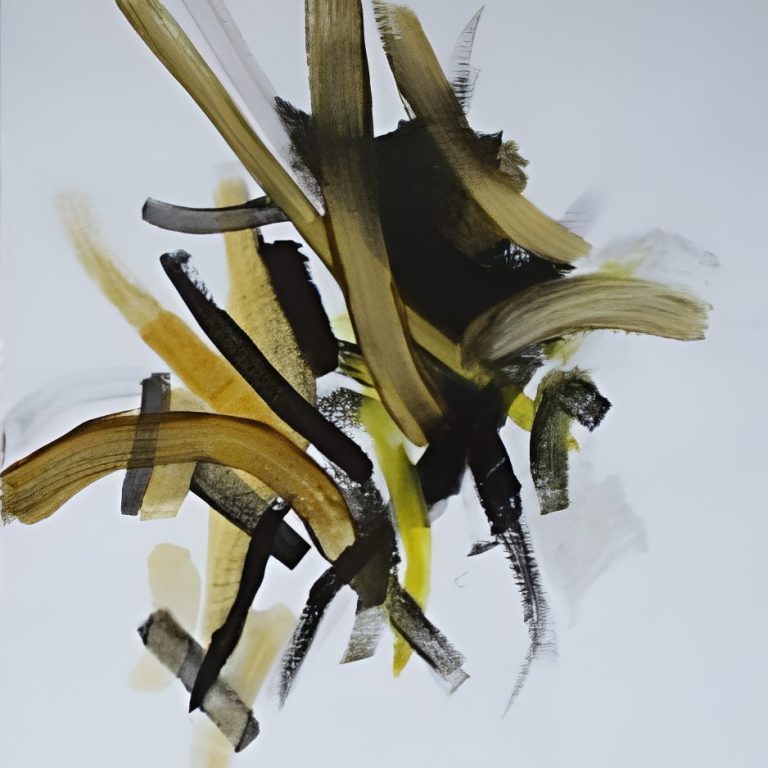 Kleiner Durchbruch Abstraktes Kunstwerk mit gelber Farbspur und Farbtube-