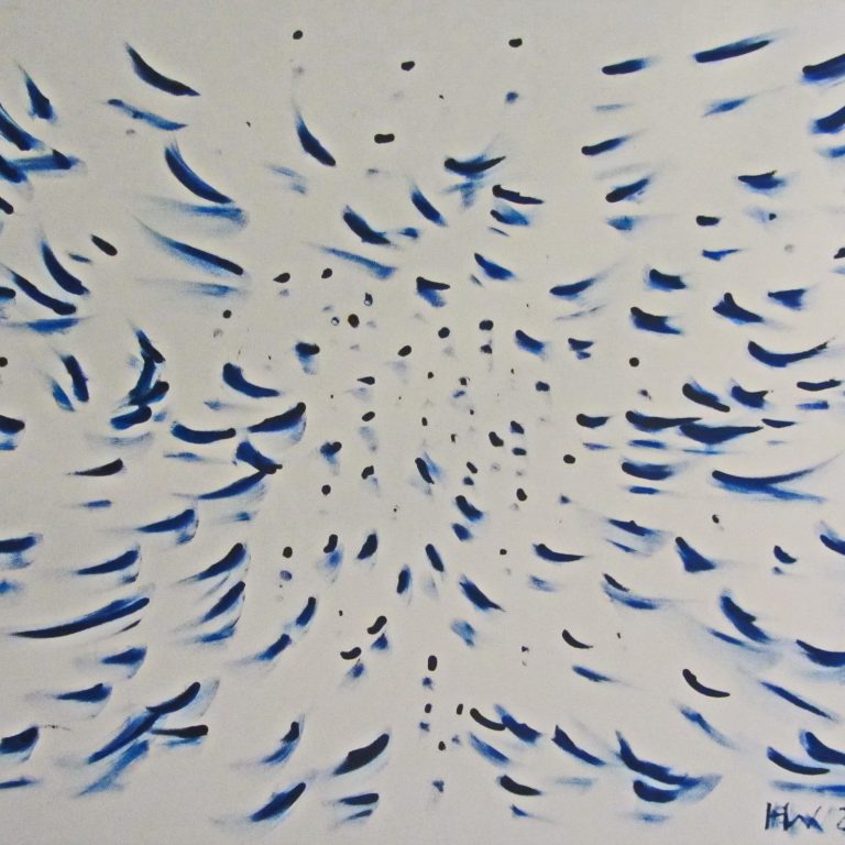 Teilchenflug „Dynamische, leuchtende Partikel, die wie in einem energetischen Strahl durch den Raum fliegen.“