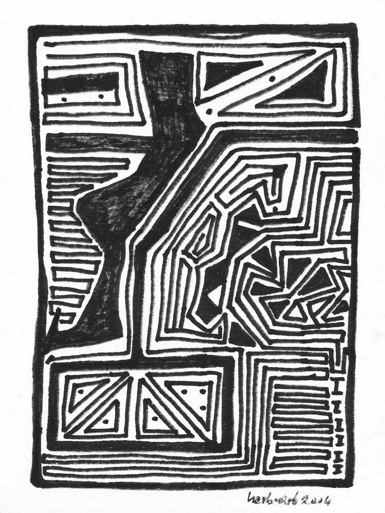 Der Springer Abstrakte schwarze und weiße geometrische Linien und Figuren in unregelmäßigem Muster.